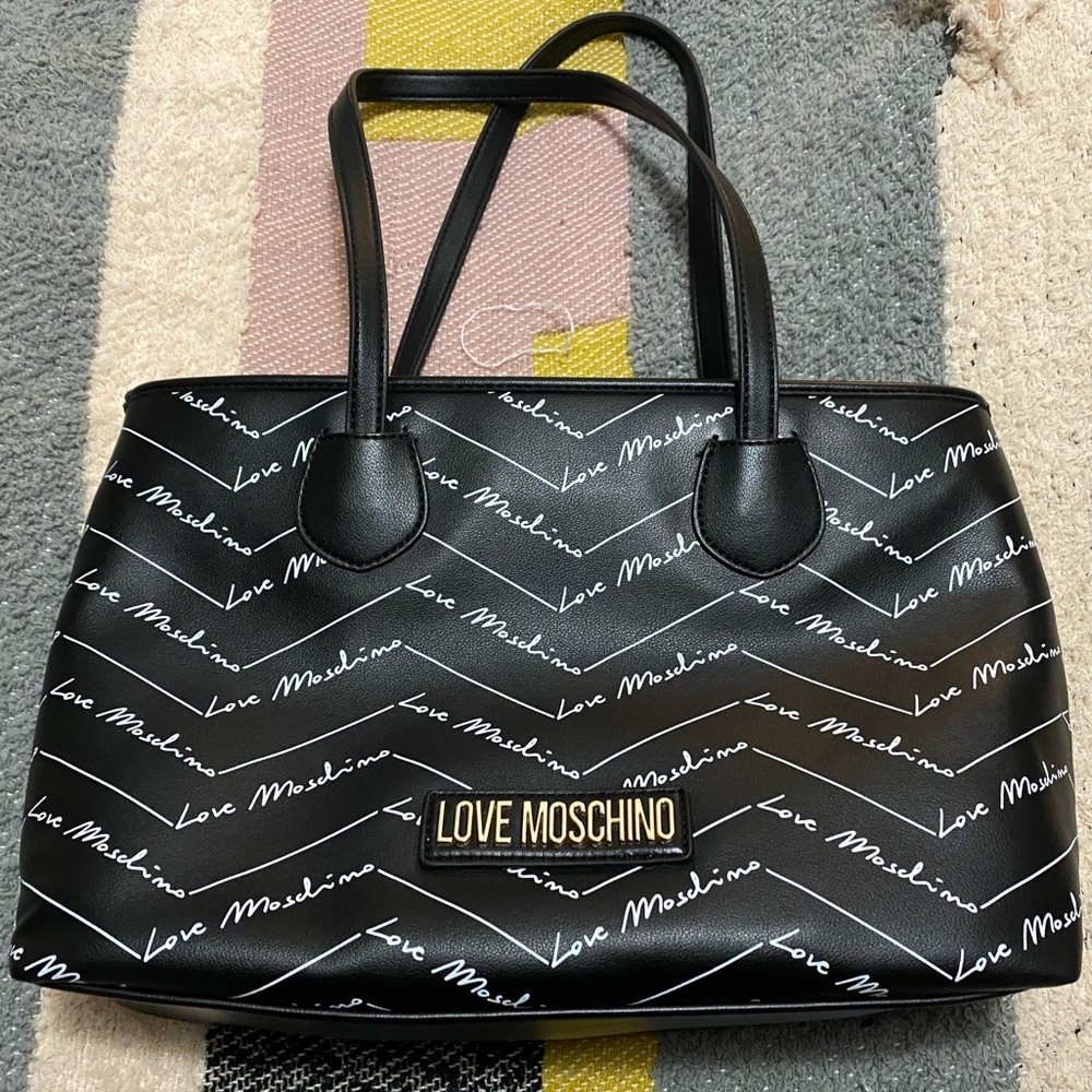 Authentic Love Moschino Bag Black With Red Interior Dust Bag Included